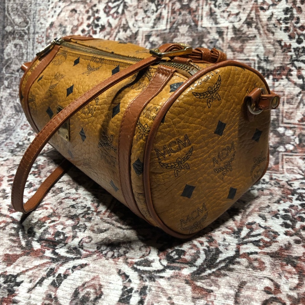 MCM Cognac Visetos Barrel Bag Pristine EUC - Picture 2 of 15